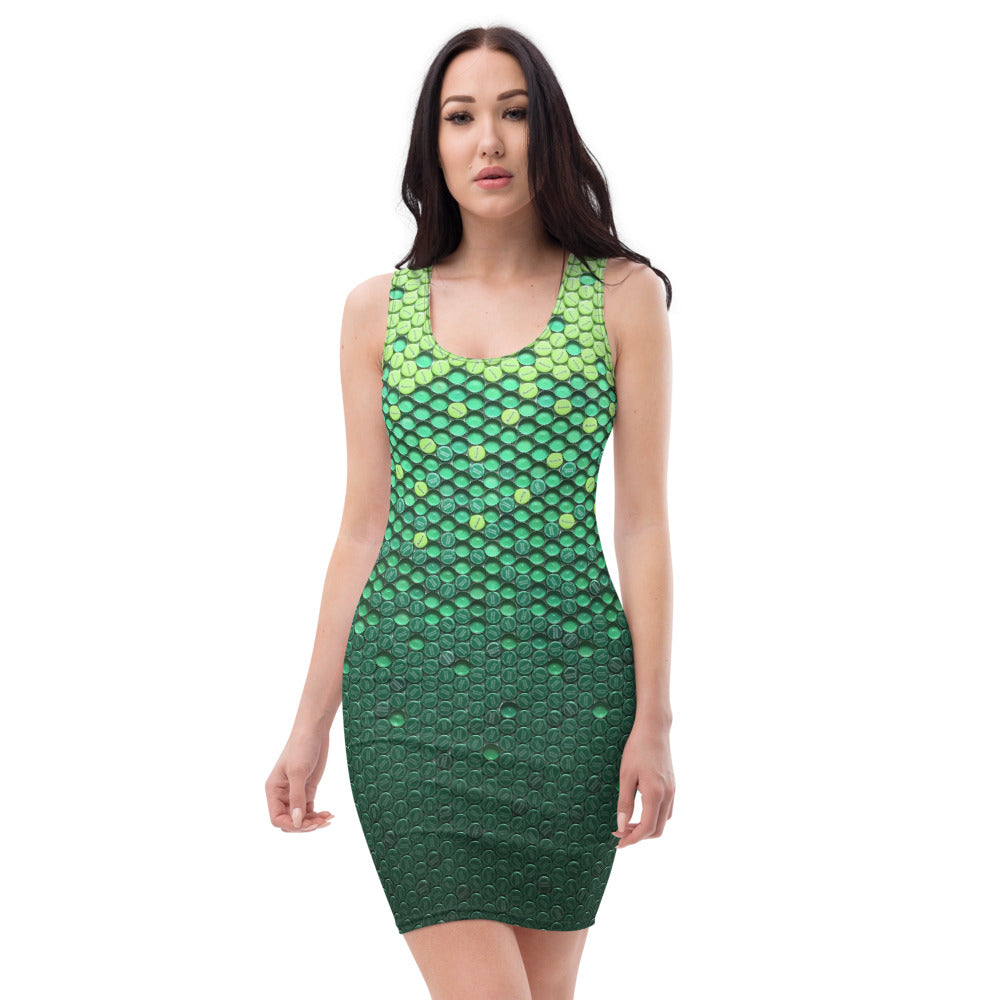 All-Over Print Dress (Green Sheen)