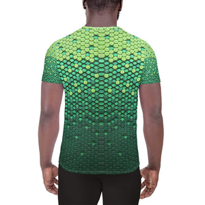 All-Over Print Men's Athletic T-shirt (Green Sheen)