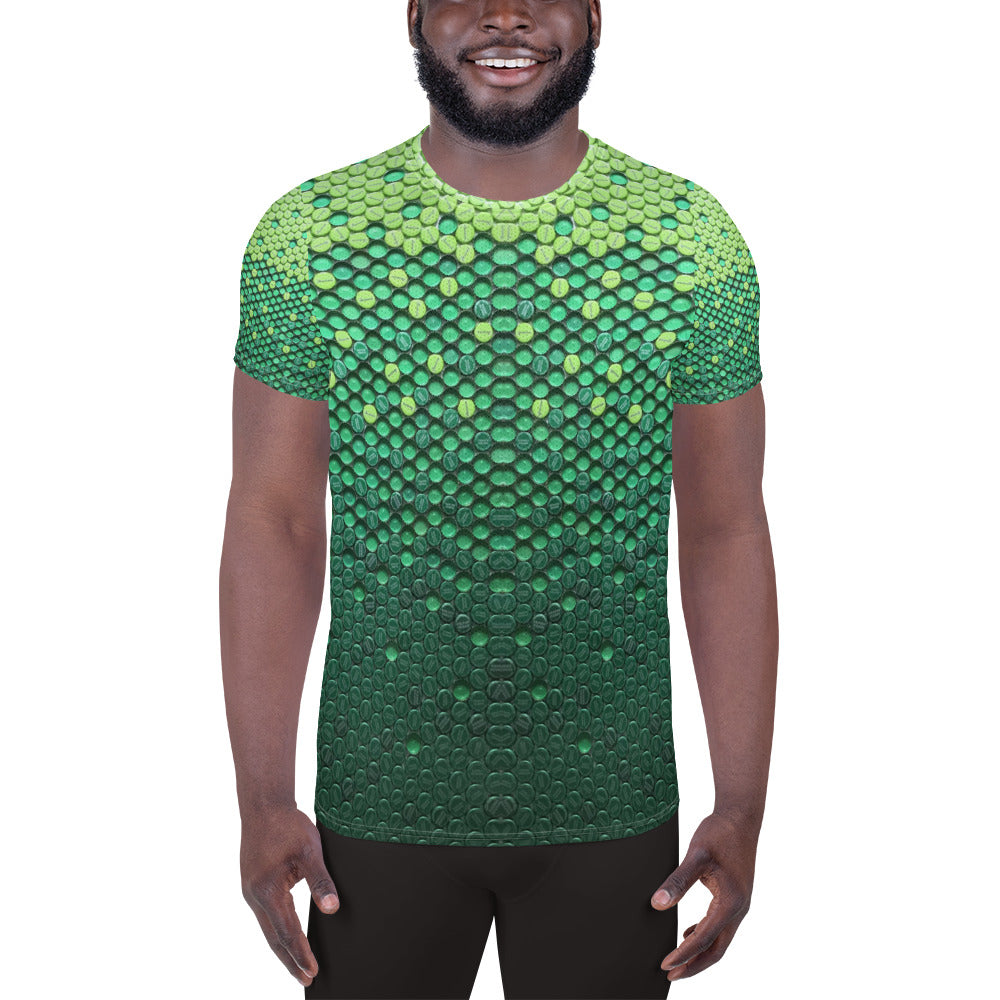 All-Over Print Men's Athletic T-shirt (Green Sheen)