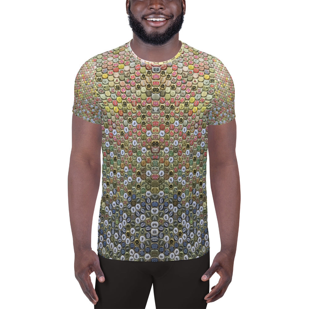 All-Over Print Men's Athletic T-shirt (Golden Light)