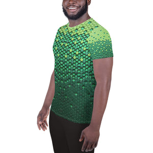 All-Over Print Men's Athletic T-shirt (Green Sheen)