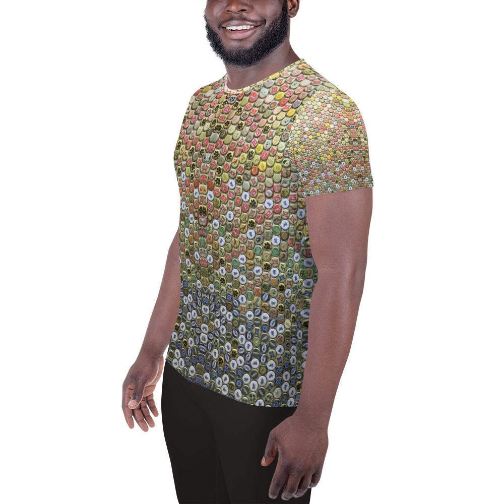 All-Over Print Men's Athletic T-shirt (Golden Light)