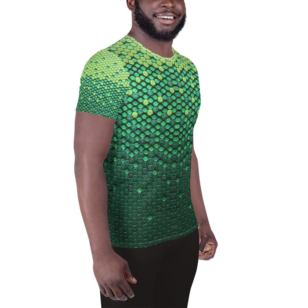 All-Over Print Men's Athletic T-shirt (Green Sheen)